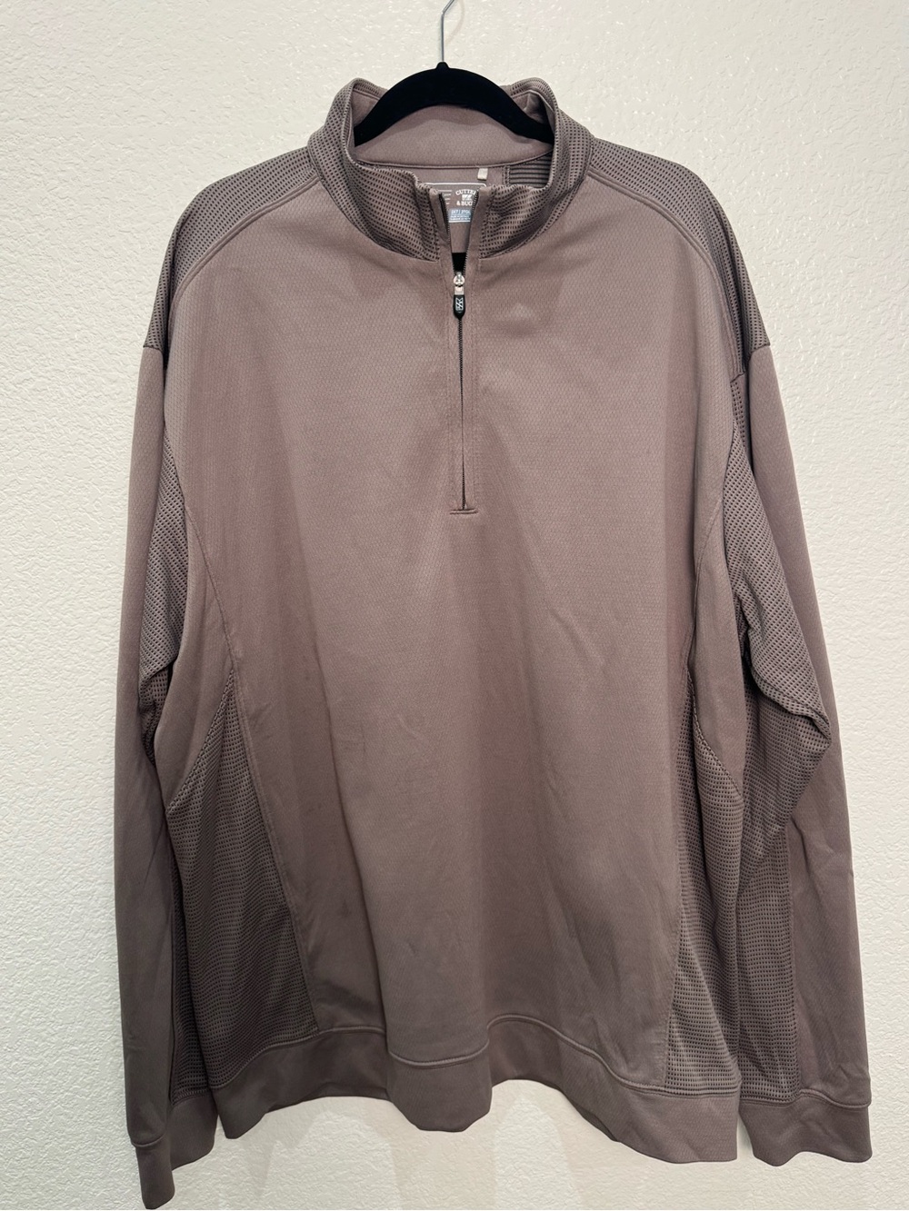 Cutter & Buck CB DryTec Men 2XT Tall 1/4 Zip Pullover Brown Golf Performance